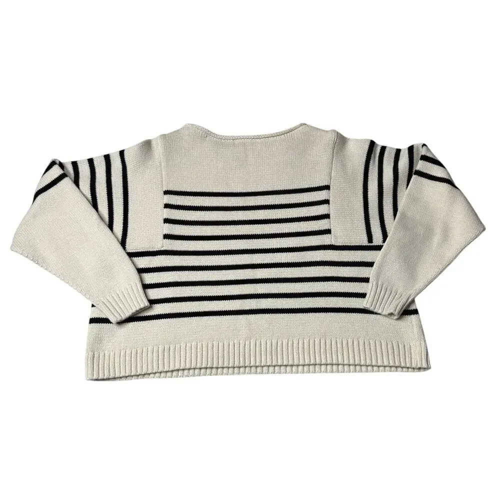 Madewell Cream and Black Striped Crewneck Sweater - Picture 7 of 12